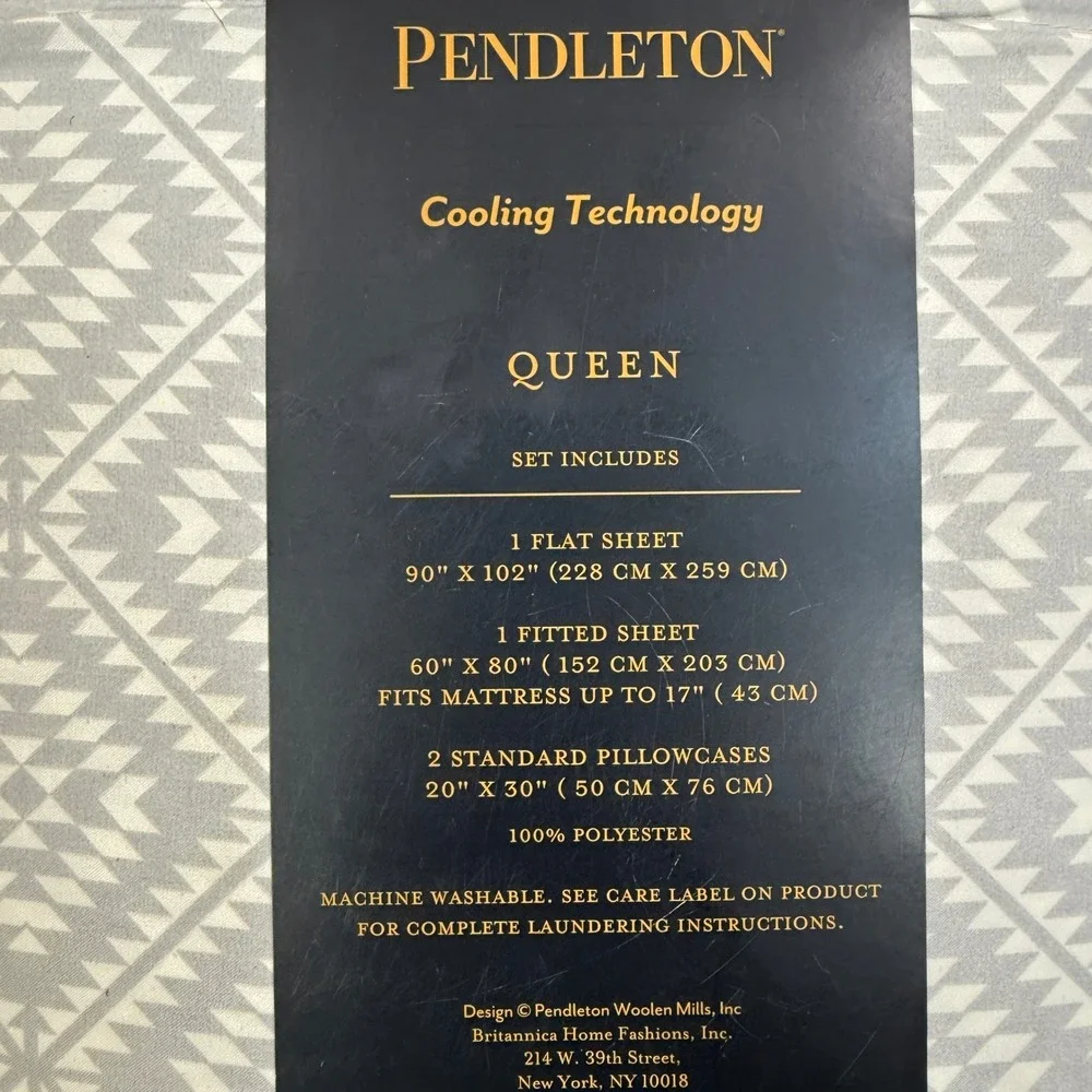 Pendleton Queen Sheet‎ Set Light Gray Tucson Peak Cooling Technology New